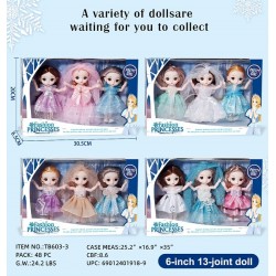 3 PRINCESS DOLL SET 48PC/CS