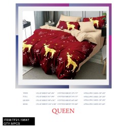 QUEEN SIZE 6PCS CHEMICAL FIBER PRINTED DEER  8PC/CS