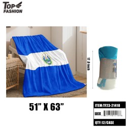 130*160CM EL SALVADOR FLAG FLANNEL THROW BLANKET 12PC/CS